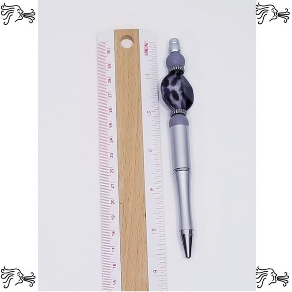 Silver Beaded Pens Includes Pouch and Ink Refill - Picture 2 of 7